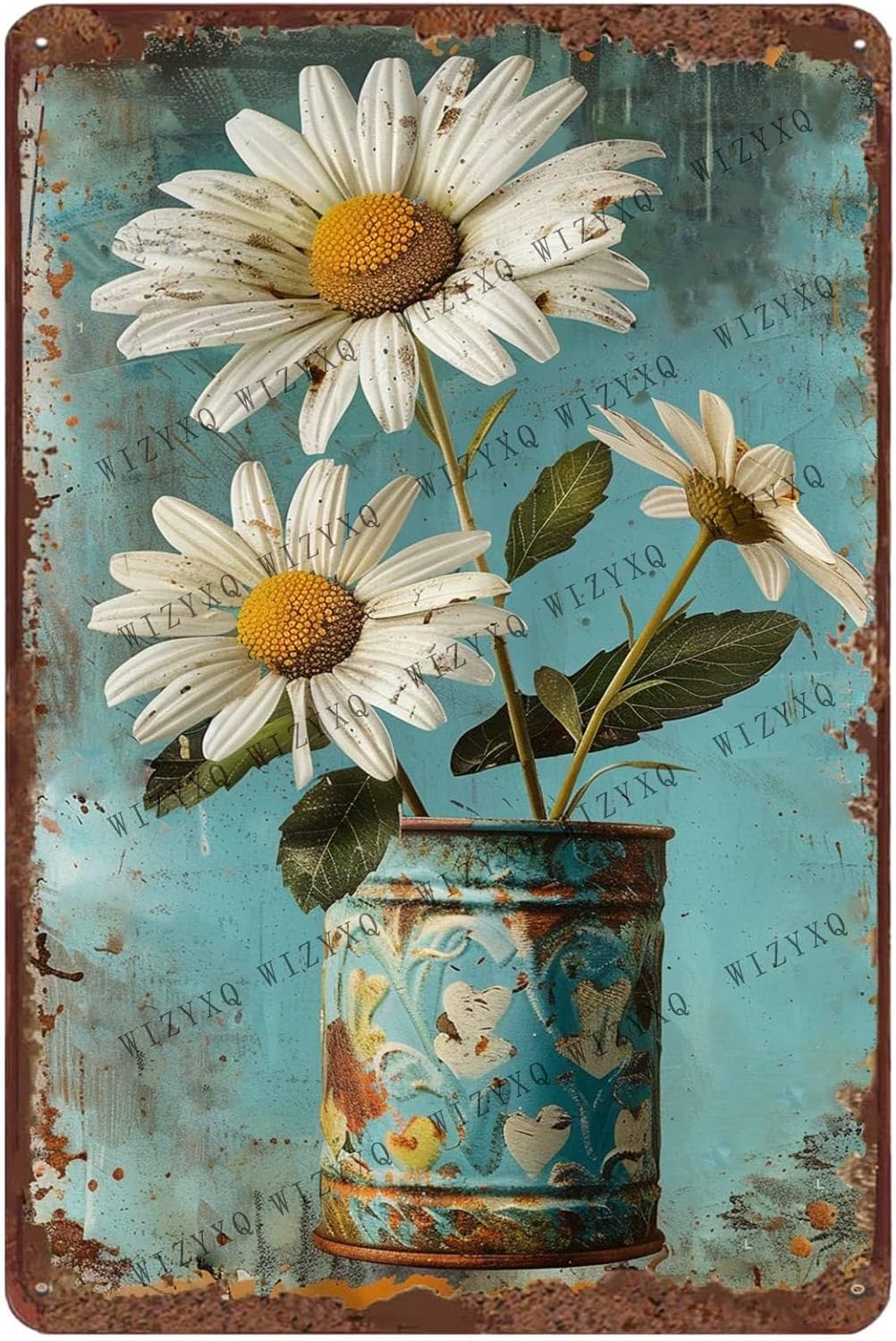 Metal Signs White Daisy Flower - đánh giá và giá Home Bar Cafe