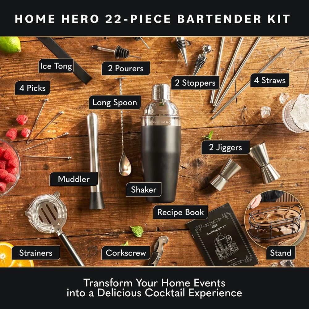 22-Piece Cocktail Shaker & Bar - đánh giá và giá Cocktail Recipe Book
