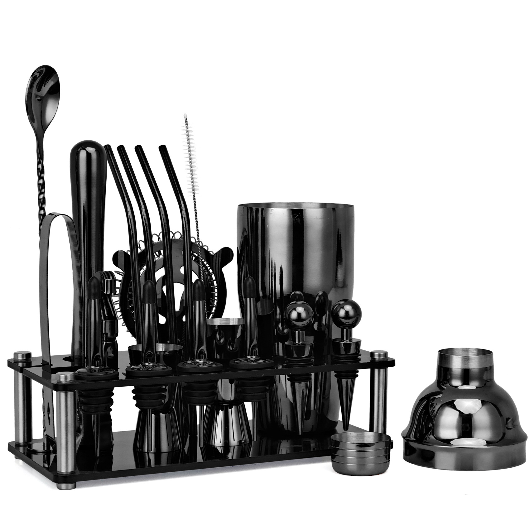 20pcs Black/Rose Gold/Silver 8 - đánh giá và giá Boston Shaker Set
