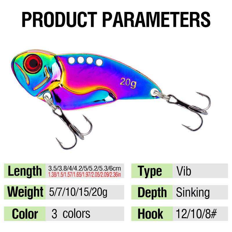 3PCS Metal Colorful VIB Lure 5 - đánh giá và giá Jigger Double Sided